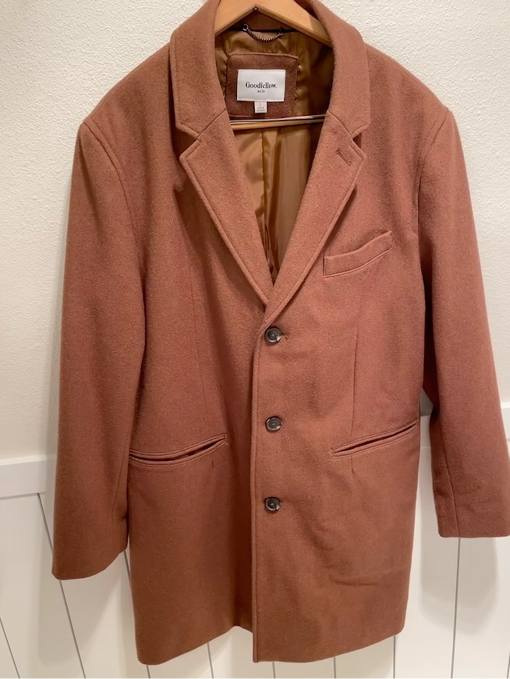 Goodfellow & Co Men's Camel Brown Wool Blend Coat